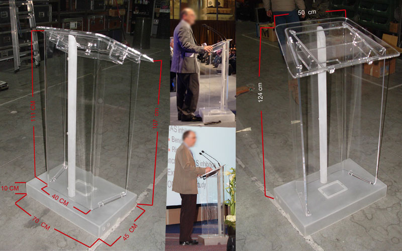 PODIO PLEXIGLASS CON MONITOR LCD INTEGRATO